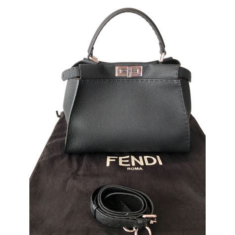 fendi black leather purse|fendi handbags for women black.